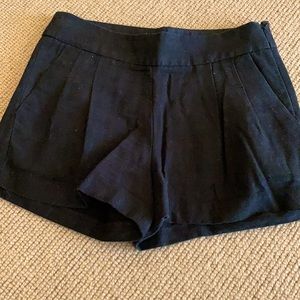 Black linen blend short